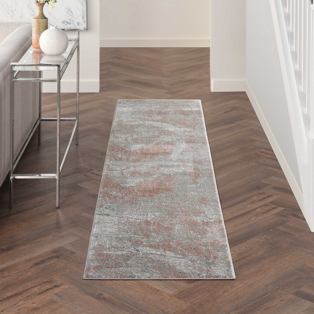 Runner Rustic Textures RUS15 Abstract Rugs in Grey Rust